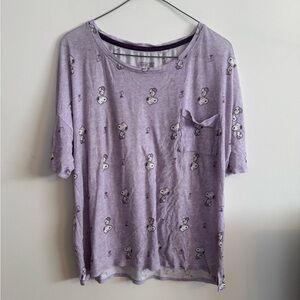 Lavender Snoopy Print Pocket PJ Tee